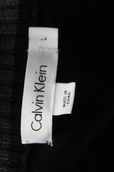 Calvin Klein Mens Full Zip Mock Neck Sweater Black Size L
