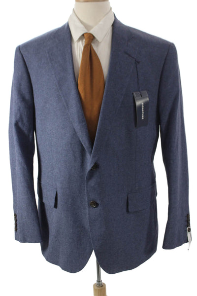 Stafford Mens Blue Cotton Solid Blazer Size 44