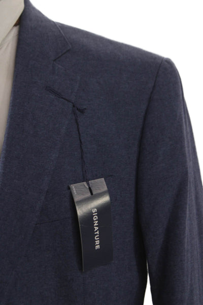 Stafford Mens Blue Cotton Solid Blazer Size 44