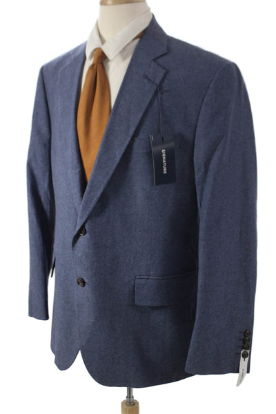 Stafford Mens Blue Cotton Solid Blazer Size 44