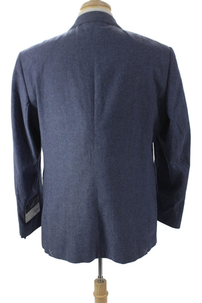Stafford Mens Blue Cotton Solid Blazer Size 44