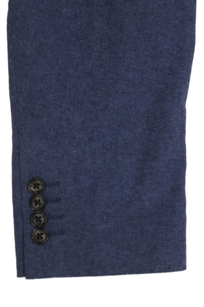 Stafford Mens Blue Cotton Solid Blazer Size 44