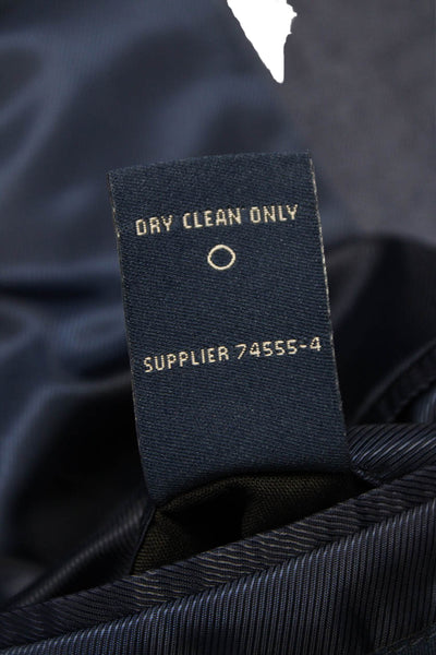 Stafford Mens Blue Cotton Solid Blazer Size 44