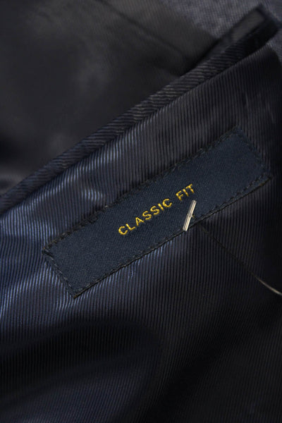 Stafford Mens Blue Cotton Solid Blazer Size 44