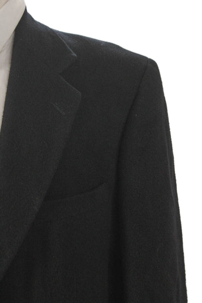 Stafford Mens Camel Hair Overcoat Blazer Black Button Size 40