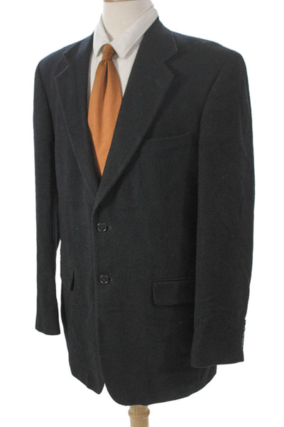 Stafford Mens Camel Hair Overcoat Blazer Black Button Size 40