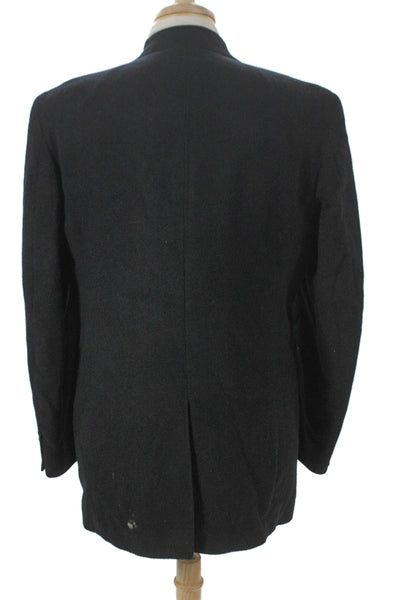 Stafford Mens Camel Hair Overcoat Blazer Black Button Size 40