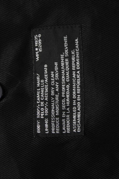 Stafford Mens Camel Hair Overcoat Blazer Black Button Size 40
