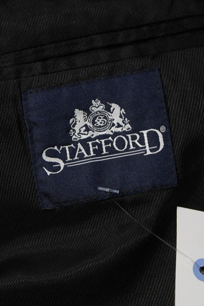 Stafford Mens Camel Hair Overcoat Blazer Black Button Size 40