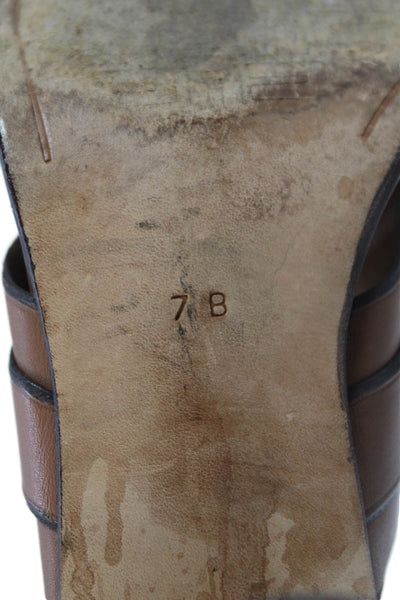 Cole Haan Womens Block Heel Cross Strap Slide Sandals Brown Leather Size 7
