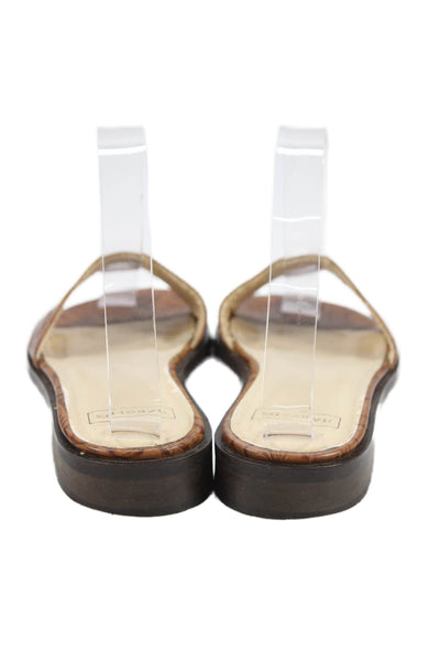 Harolds Womens Single Strap Leather Paisley Slide Sandals Brown Size 7 AA