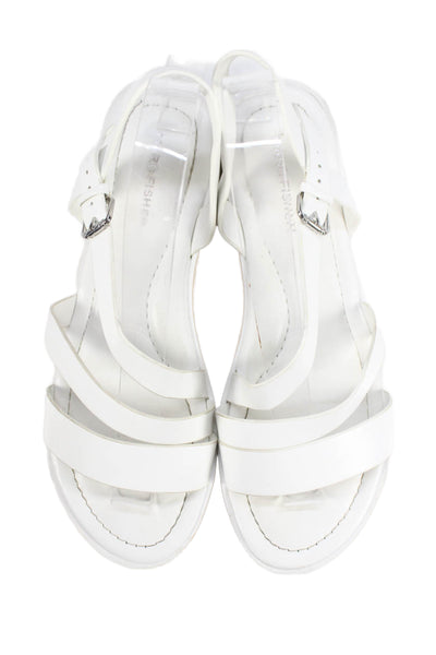 Marc Fisher wOWomens Platform Leather Slingback Sandals White Size 8