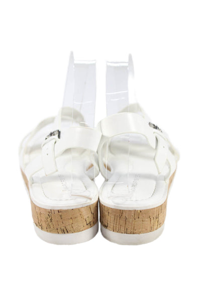 Marc Fisher wOWomens Platform Leather Slingback Sandals White Size 8