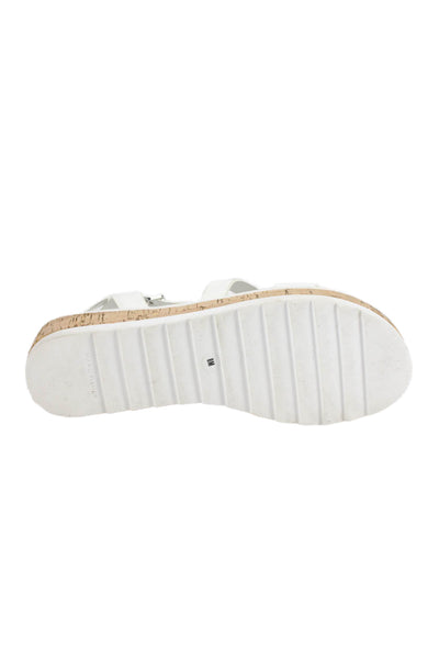 Marc Fisher wOWomens Platform Leather Slingback Sandals White Size 8