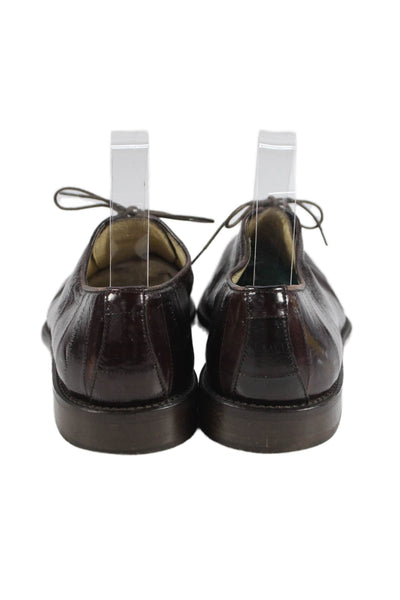 Belvedere Mens Lace Up Round Toe Eel Skin Oxfords Brown Size 8M