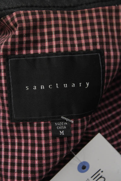 Sanctuary Womens Biker Vest Black Polyurethane Zip Sleeveless Size M