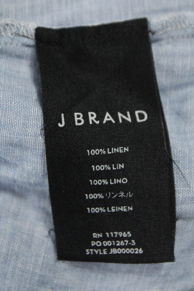 J Brand Womens Blue Linen Basic Tank Scoop Neck Sleeveless Size S