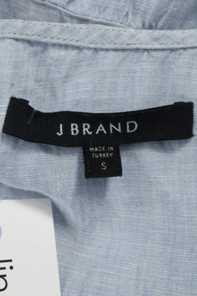 J Brand Womens Blue Linen Basic Tank Scoop Neck Sleeveless Size S