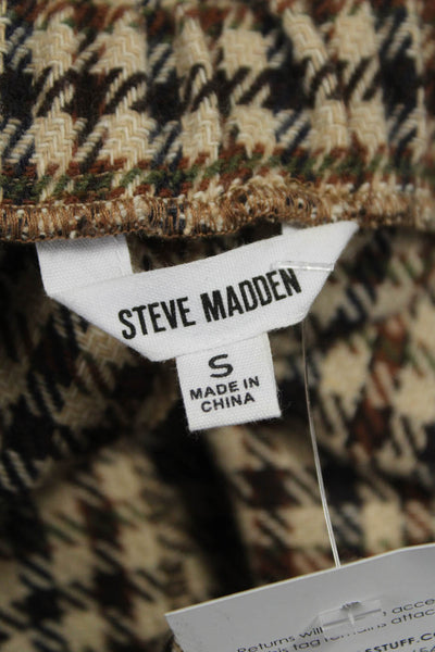Steve Madden Women Utility Houndstooth Beige Polyester Shorts Size S