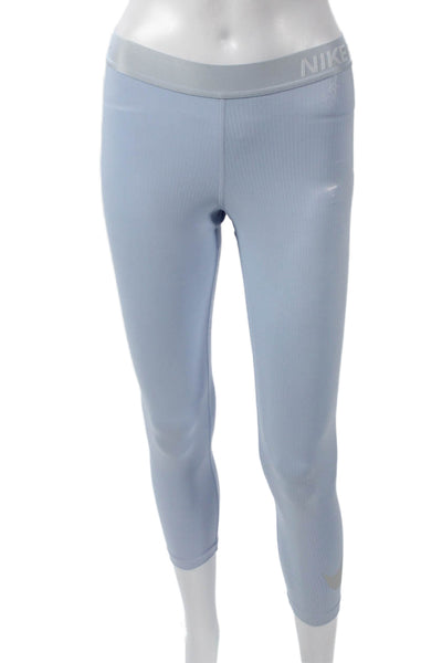 Nike Womens Capri Leggings Blue Polyester Pull On Solid Size S