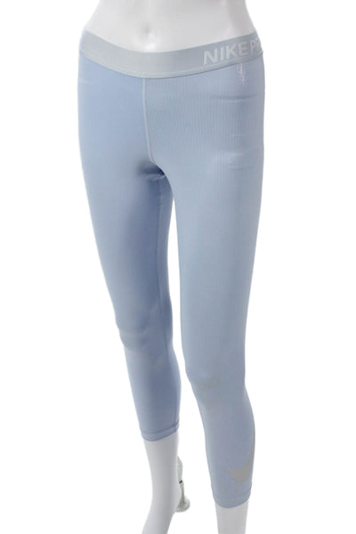 Nike Womens Capri Leggings Blue Polyester Pull On Solid Size S
