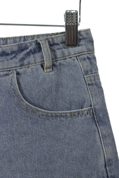 Steve Madden Womens Cut-Off Shorts Blue Cotton Button Solid Summer Size S