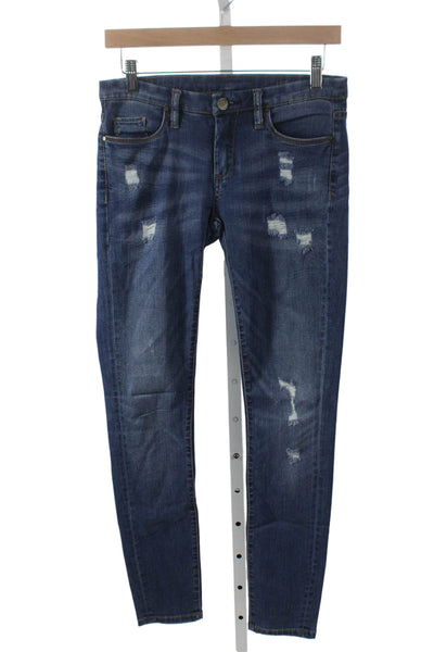 BLANKNYC Womens Skinny Jeans Blue High Rise Button Fly Cotton Size 27