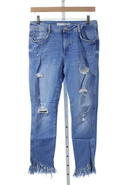 Zara Trafaluc Women Skinny Jeans Blue Cotton High Rise Size 4