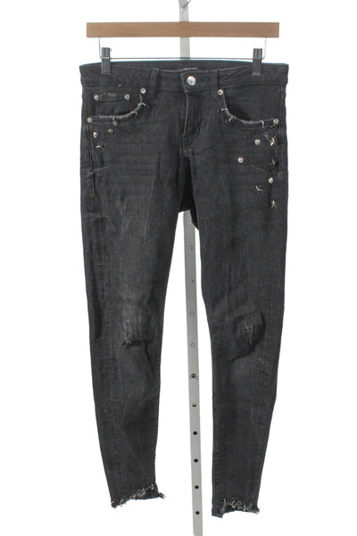 Zara Woman Womens Skinny Black Cotton Jeans High Rise Inseam 28 Size 4