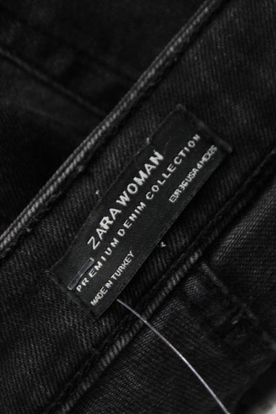 Zara Woman Womens Skinny Black Cotton Jeans High Rise Inseam 28 Size 4