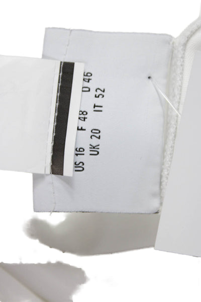 Akris Punto Women White Viscose Slip Dress Sq Neck Sleeveless Midi Size 16