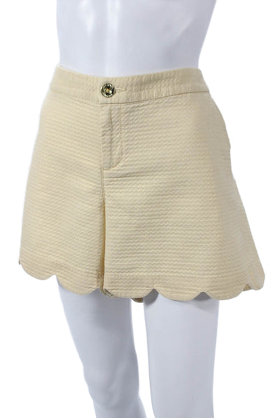 Lilly Pulitzer Womens Mini Shorts Beige Geometric Cotton Button Size 16