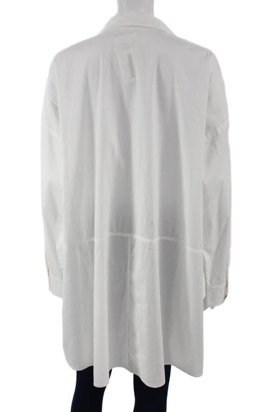 Eileen Fisher Women Tunic Button White Organic Cotton Long Sleeve Size XL