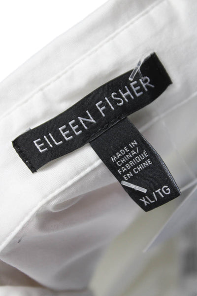 Eileen Fisher Women Tunic Button White Organic Cotton Long Sleeve Size XL