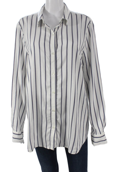 J. Mclaughlin Womens Long Sleeve Striped Collared Button Up Top Size XL