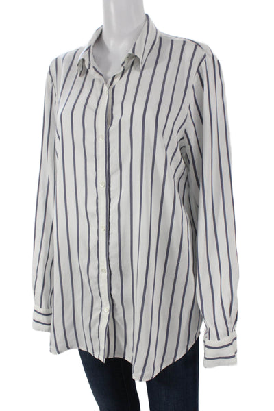 J. Mclaughlin Womens Long Sleeve Striped Collared Button Up Top Size XL