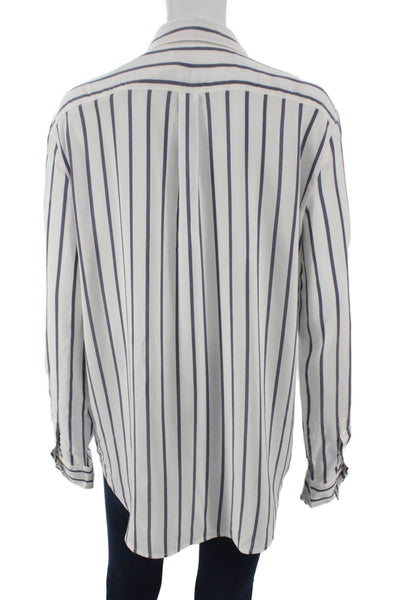 J. Mclaughlin Womens Long Sleeve Striped Collared Button Up Top Size XL