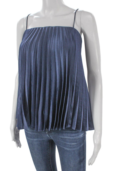Vince Womens Sleeveless Camisole Blue Square Neck Polyester Size XL