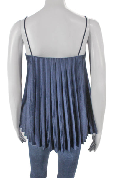 Vince Womens Sleeveless Camisole Blue Square Neck Polyester Size XL