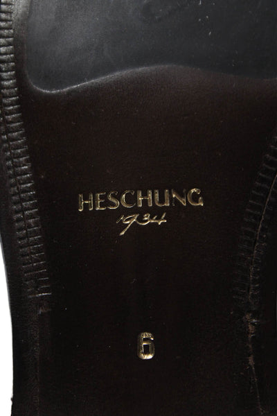 Heschung Women's Suede Leather Pull-On Ankle Boots Cognac Size 6