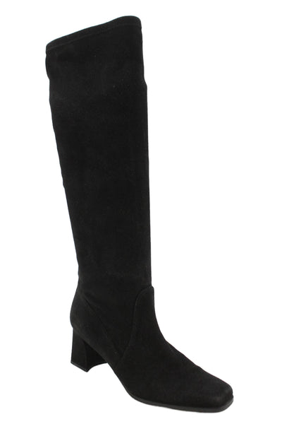 Stuart Weitzman Women's Square Toe Block Heel Knee High Boots Black Size 7.5