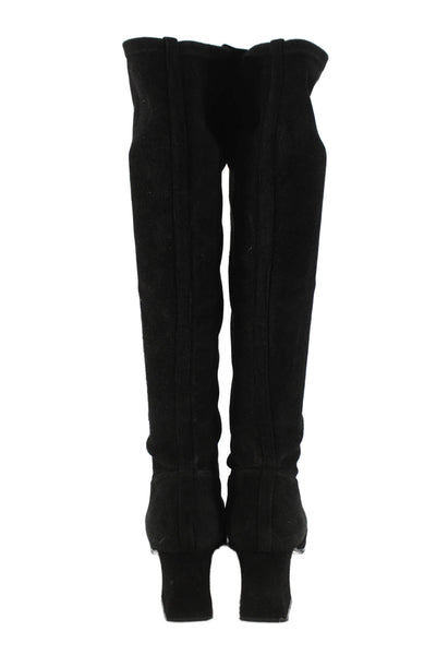 Stuart Weitzman Women's Square Toe Block Heel Knee High Boots Black Size 7.5