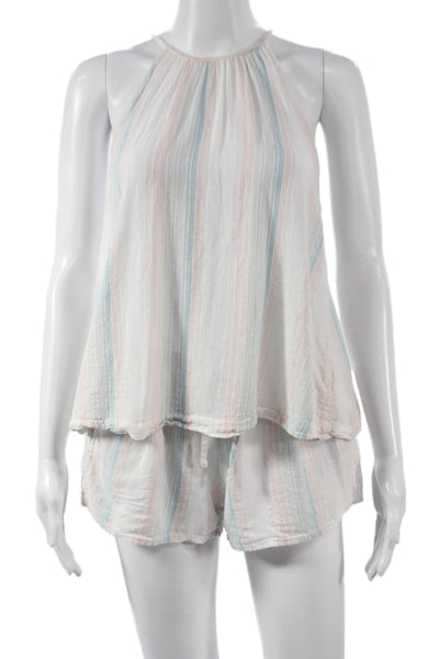 Bella Dahl Women Multicolor Linen Halter Striped Sleeveless Pajama Set Size XS