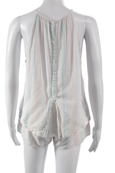 Bella Dahl Women Multicolor Linen Halter Striped Sleeveless Pajama Set Size XS