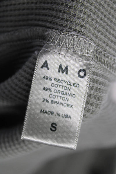 Amo Women Basic Henley T-Shirt Green Long Sleeve Size S