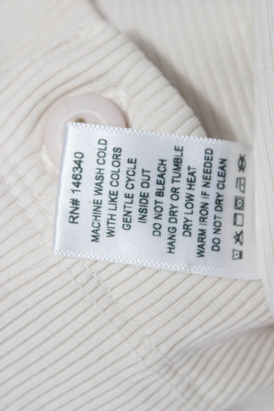 Amo Womens Cardigan Sweater Ivory 100% Cotton Crew Neck Long Sleeve Size XS