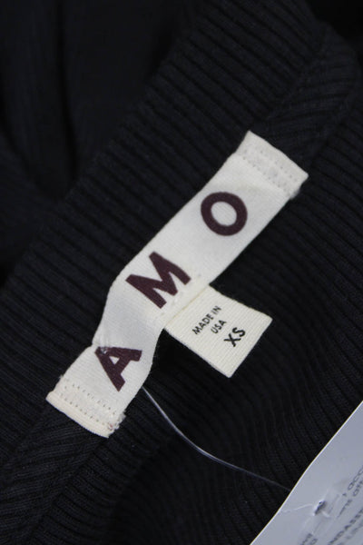 Amo Women Cardigan Black V-Neck 100% Cotton Long Sleeve Size XS