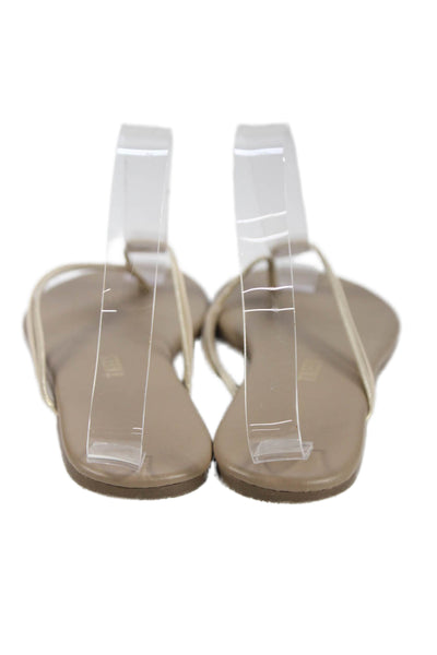 TKEES Women's T-Strap Glitter Flat Sandals Tan Size 7