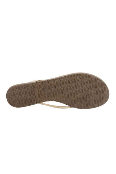 TKEES Women's T-Strap Glitter Flat Sandals Tan Size 7