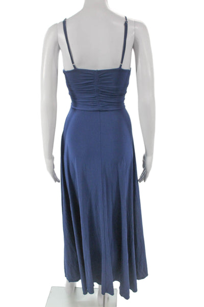 A.L.C. Womens Maxi Dress Blue V-Neck Sleeveless Viscose Zip Full Length Size XS